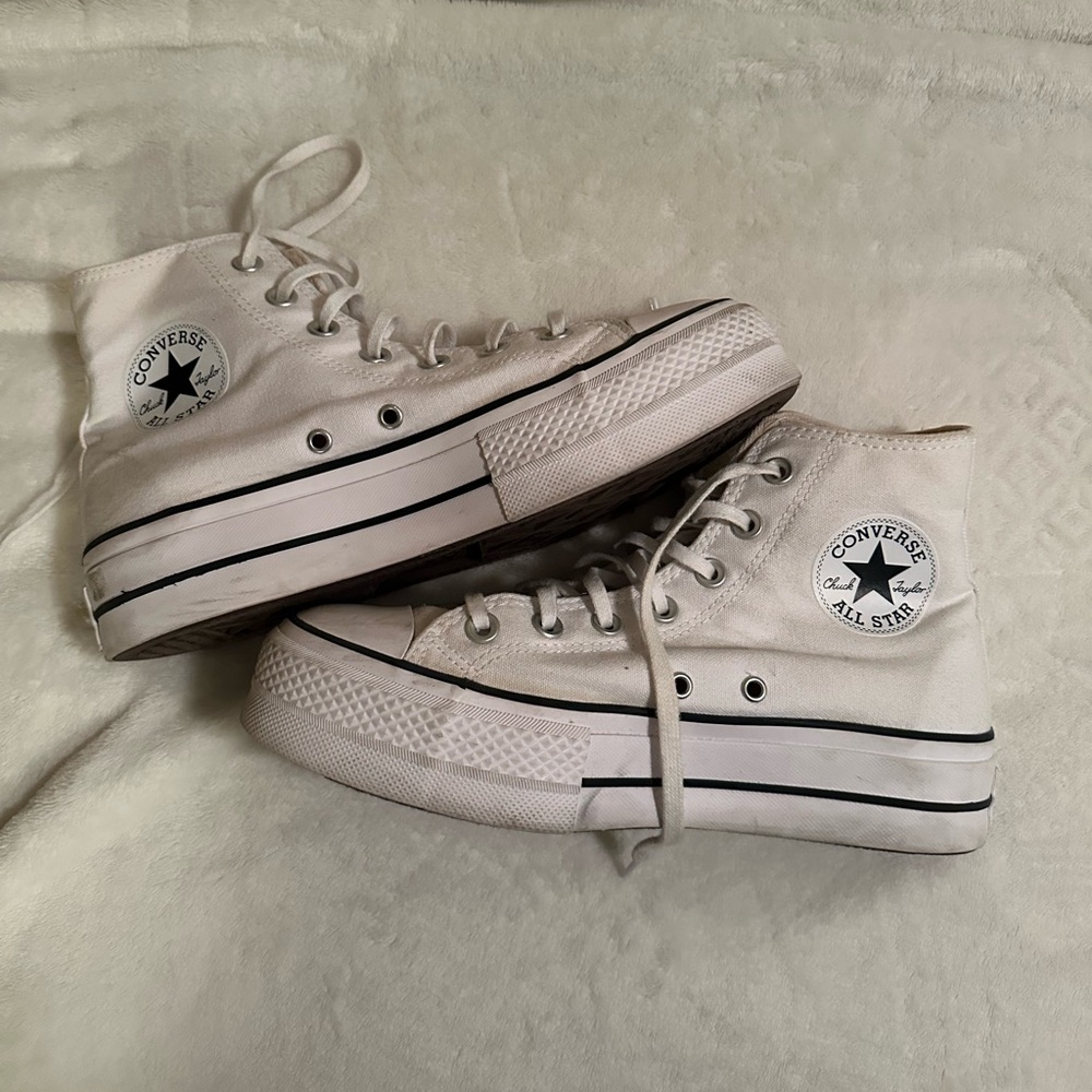 White Hightop Platform Converse Size 8